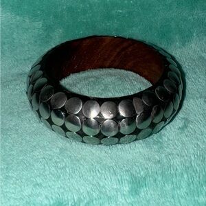 Silver and Black Bangle Bracelet.